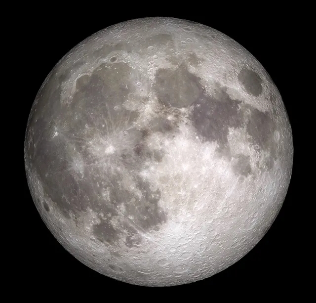 The Moon viewed through a telescope.